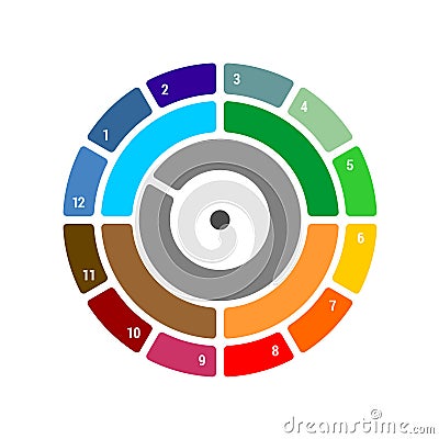 Year round chart with seasons, quarter and months. Vector Illustration