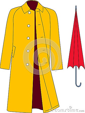 Year-round Raincoat with umbrella Vector Illustration