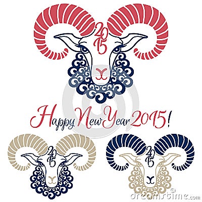 Year of the sheep 2015 vector illustrations set. Vector Illustration