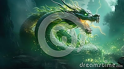 The year 2024 symbol in the Chinese calendar is the impressive green dragon Stock Photo