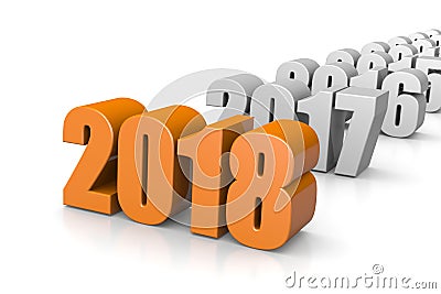 2018 Year Text, Time Passes Concept Stock Photo