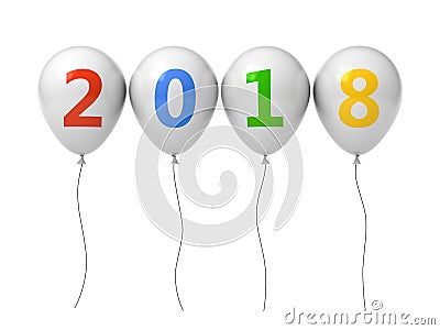 Year two thousand eighteen , Happy new year 2018 , Colorful 2018 text on white balloons isolated on white background Stock Photo