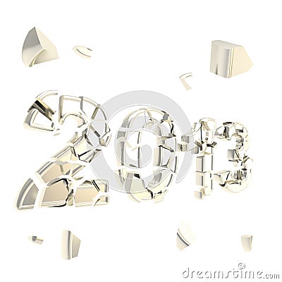 Year two thousand and thirteen broken into pieces Stock Photo