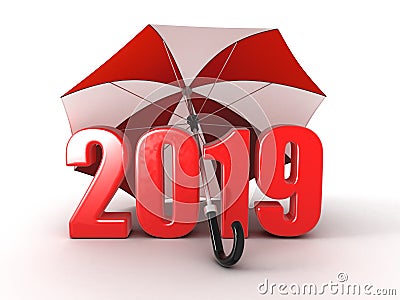 Year 2019 under umbrella Stock Photo