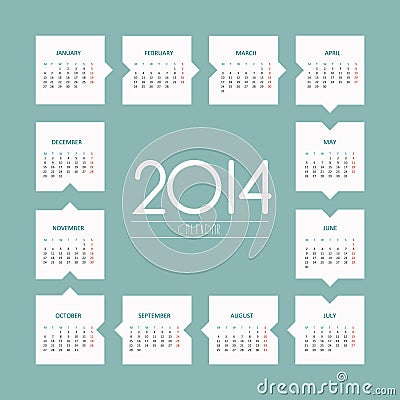 2014 year vector calendar Vector Illustration