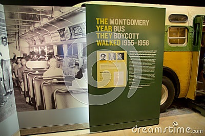 Montgomery Bus Boycott Exhibit inside the National Civil Rights Museum at the Lorraine Motel Editorial Stock Photo