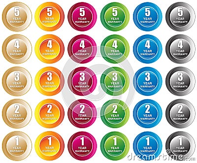 Year Warranty Buttons Stock Photo