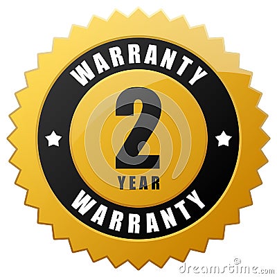 2 year warranty label black gold logo Vector Illustration