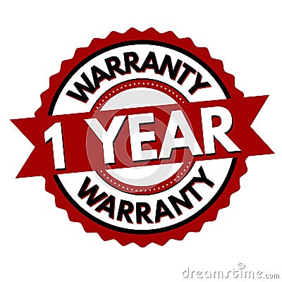 1 year warranty label or sticker Vector Illustration