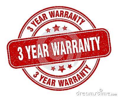 3 year warranty stamp. 3 year warranty round grunge sign. Vector Illustration