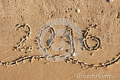 Year 2016 Written On Beach Sand Stock Photo