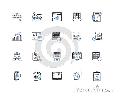 Yearbook - Annual line icons collection. memories, nostalgia, signatures, autographs, photos, quotes, memories vector Vector Illustration