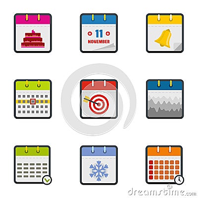 Yearbook icons set, flat style Stock Photo