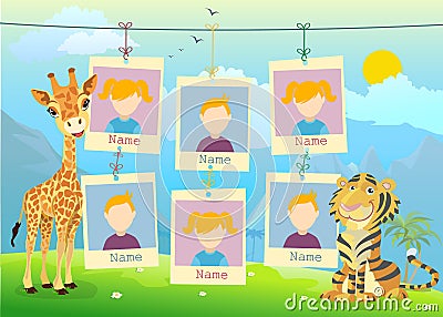 Yearbook for kindergarten with animals Vector Illustration