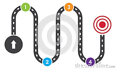 Yearly product roadmap / project development roadmapping with number flat icon for apps and websites Vector Illustration