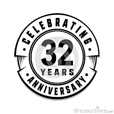 32 years anniversary logo template. 32nd vector and illustration. Vector Illustration