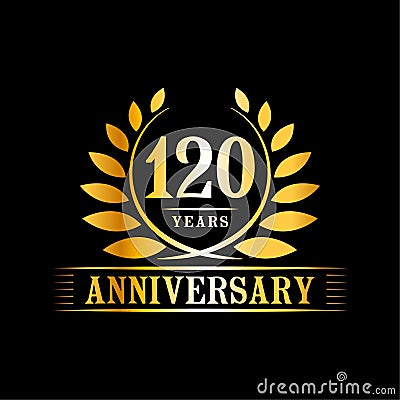 120 years anniversary celebration logo. 120th anniversary luxury design template. Vector and illustration. Vector Illustration