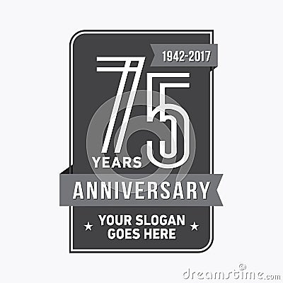 75 years celebrating anniversary design template. 75th logo. Vector and illustration. Vector Illustration