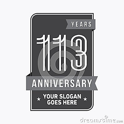 113 years celebrating anniversary design template. 113th logo. Vector and illustration. Vector Illustration