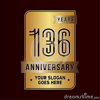 136 years celebrating anniversary design template. 136th logo. Vector and illustration. Vector Illustration