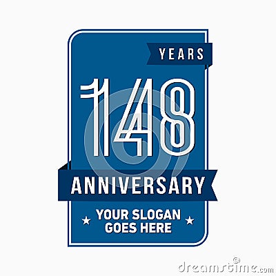 148 years celebrating anniversary design template. 148th logo. Vector and illustration. Vector Illustration