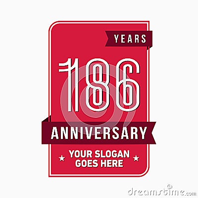 186 years celebrating anniversary design template. 186th logo. Vector and illustration. Vector Illustration