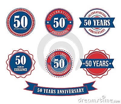 50 years anniversary badge emblem stamp vector Vector Illustration