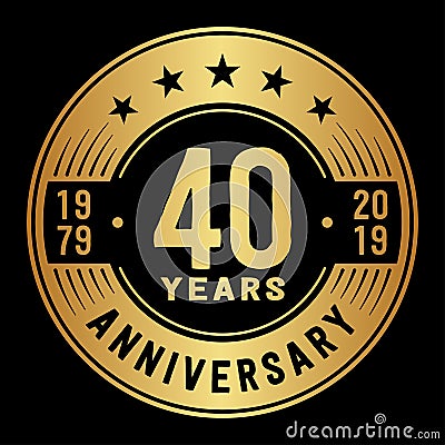 40 years celebrating anniversary design template. 40th anniversary logo. Vector and illustration. Cartoon Illustration