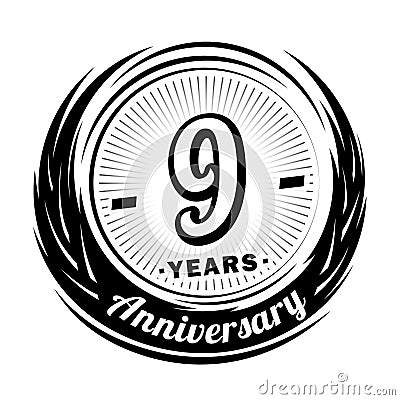 9 years anniversary. Elegant anniversary design. 9th logo. Vector Illustration