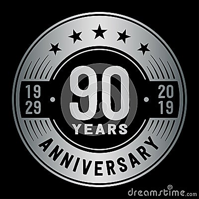 90 years celebrating anniversary design template. 90th anniversary logo. Vector and illustration. Cartoon Illustration