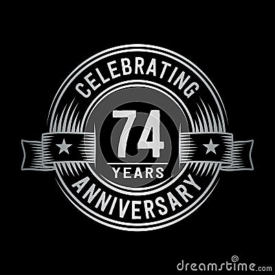 74 years anniversary celebration logotype. 74th years logo. Vector and illustration. Cartoon Illustration