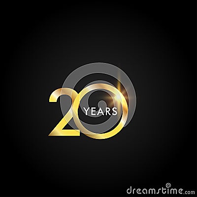 20 Years Anniversary Celebration Gold Vector Template Design Illustration Vector Illustration