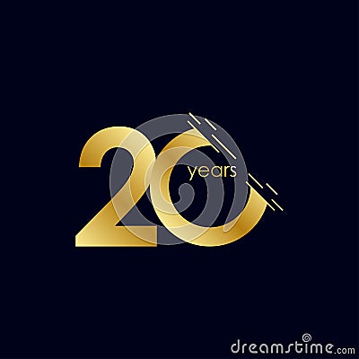 20 Years Anniversary Celebration Gold Vector Template Design Illustration Vector Illustration