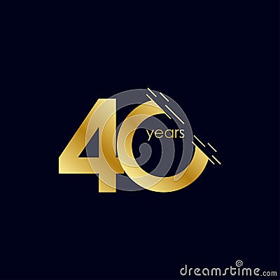40 Years Anniversary Celebration Gold Vector Template Design Illustration Vector Illustration