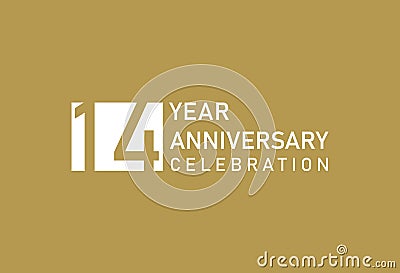 14 years anniversary celebration logotype on gold Background Vector Illustration