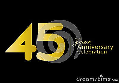 45 years anniversary celebration logotype gold color vector, 45th birthday logo, 45 number, anniversary year banner, anniversary Vector Illustration