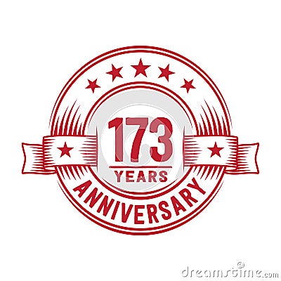 173 years anniversary celebration logotype. 173rd years logo. Vector and illustration. Cartoon Illustration