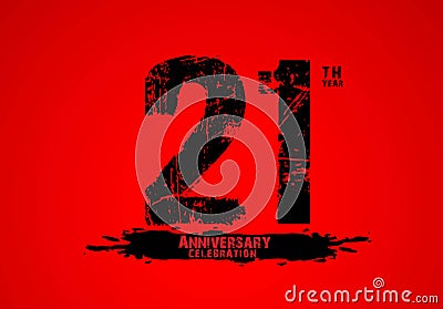 21 years anniversary celebration logotype on red background, 21th birthday logo, 21 number, anniversary year banner, anniversary Vector Illustration