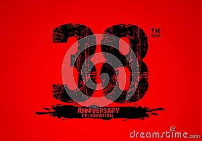 38 years anniversary celebration logotype on red background, 38th birthday logo, 38 number, anniversary year banner, anniversary Vector Illustration