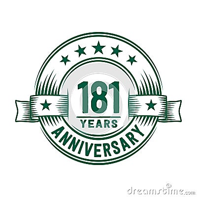 181 years anniversary celebration logotype. 181st years logo. Vector and illustration. Cartoon Illustration