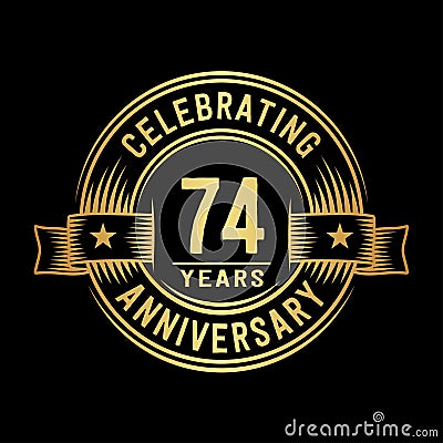 74 years anniversary celebration logotype. 74th years logo. Vector and illustration. Cartoon Illustration