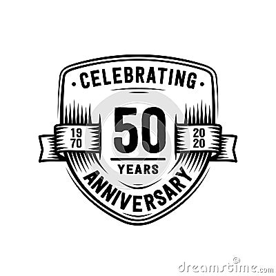50 years anniversary celebration shield design template. 50th anniversary logo. Vector and illustration. Vector Illustration