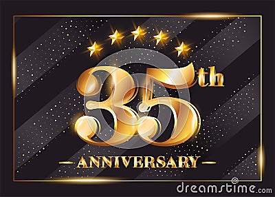 35 Years Anniversary Celebration Vector Logo. 35th Anniversary. Vector Illustration