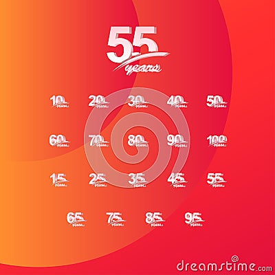 55 Years Anniversary Color full line elegant set Celebration Vector Template Design Illustration Vector Illustration