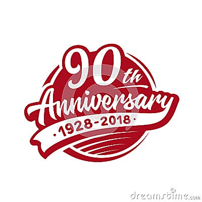 90 years anniversary design template. Vector and illustration. 90th logo. Vector Illustration
