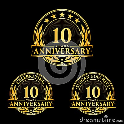10 years anniversary design template. Anniversary vector and illustration. Ten years logo. Cartoon Illustration