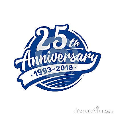 25 years anniversary design template. Vector and illustration. 25th logo. Vector Illustration