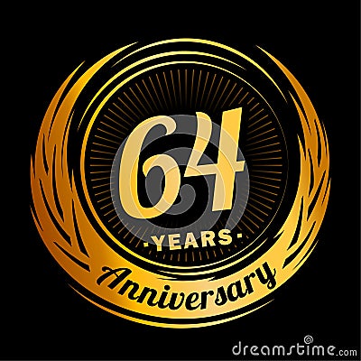 64 years anniversary. Elegant anniversary design. 64th logo. Vector Illustration