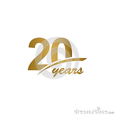 20 Years Anniversary elegant Gold Line Celebration Vector Template Design Illustration Vector Illustration