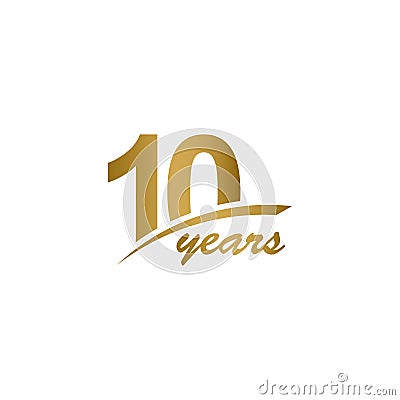 10 Years Anniversary elegant Gold Line Celebration Vector Template Design Illustration Vector Illustration